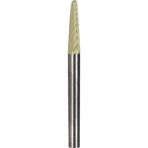Made in USA - 6mm Cut Diam, 0.2362" Shank Diam, Cone Head Diamond Cut Burr - Carbide, 16mm LOC, 50mm OAL - USA Tool & Supply