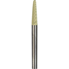 Made in USA - 6mm Cut Diam, 0.2362" Shank Diam, Cone Head Diamond Cut Burr - Carbide, 16mm LOC, 50mm OAL - USA Tool & Supply