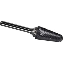 Made in USA - 5/8" Cut Diam, 1/4" Shank Diam, Cone Head Chipbreaker Cut Burr - Carbide, 1-3/16" LOC, 2-15/16" OAL - USA Tool & Supply