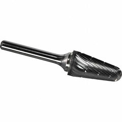 Made in USA - 5/16" Cut Diam, 1/4" Shank Diam, Cone Head Chipbreaker Cut Burr - Carbide, 7/8" LOC, 2-5/8" OAL - USA Tool & Supply