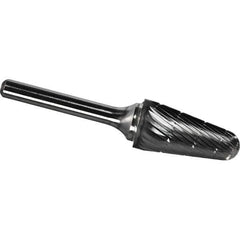 Made in USA - 5/8" Cut Diam, 1/4" Shank Diam, Cone Head Chipbreaker Cut Burr - Carbide, 1-5/16" LOC, 3-1/16" OAL - USA Tool & Supply