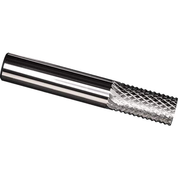Made in USA - 6mm Diam, 18mm LOC, Plain End, Solid Carbide Diamond Pattern Router Bit - Right Hand Cut, 63mm OAL, Use on Fiberglass - USA Tool & Supply