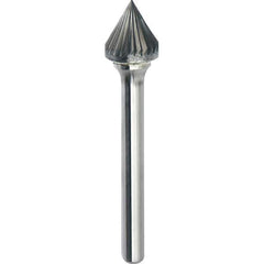 Made in USA - 16mm Cut Diam, 0.2362" Shank Diam, Cone Head Single Cut Burr - Carbide, 14.5mm LOC, 59.5mm OAL - USA Tool & Supply