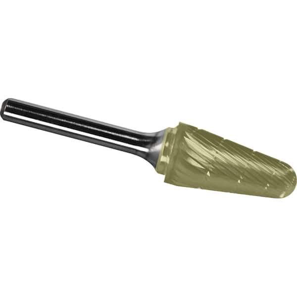 Made in USA - 19mm Cut Diam, 0.2362" Shank Diam, Cone Head Chipbreaker Cut Burr - Carbide, 38mm LOC, 83mm OAL - USA Tool & Supply