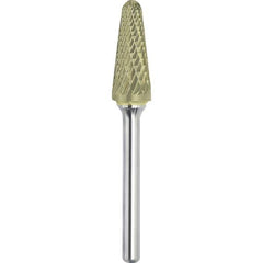 Made in USA - 16mm Cut Diam, 0.2362" Shank Diam, Cone Head Double Cut Burr - Carbide, 33mm LOC, 78mm OAL - USA Tool & Supply