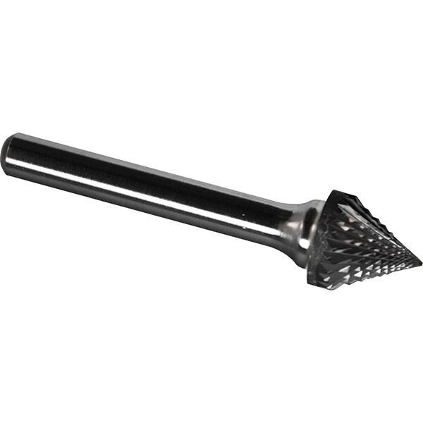 Made in USA - 25mm Cut Diam, 0.2362" Shank Diam, Cone Head Diamond Cut Burr - Carbide, 24.5mm LOC, 69.5mm OAL - USA Tool & Supply