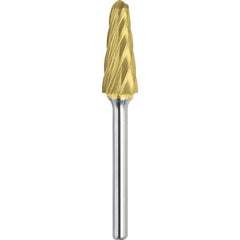 Made in USA - 16mm Cut Diam, 0.2362" Shank Diam, Cone Head Aluma Cut Burr - Carbide, 30mm LOC, 75mm OAL - USA Tool & Supply