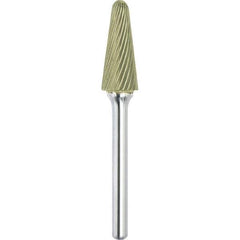 Made in USA - 1/2" Cut Diam, 0.2362" Shank Diam, Cone Head Single Cut Burr - Carbide, 28mm LOC, 73mm OAL - USA Tool & Supply