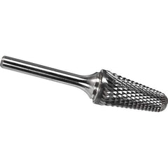 Made in USA - 16mm Cut Diam, 0.2362" Shank Diam, Cone Head Diamond Cut Burr - Carbide, 33mm LOC, 78mm OAL - USA Tool & Supply
