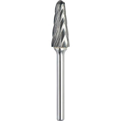 Made in USA - 9.5mm Cut Diam, 0.2362" Shank Diam, Cone Head Aluma Cut Burr - Carbide, 27mm LOC, 71mm OAL - USA Tool & Supply