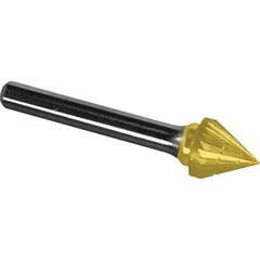 Made in USA - 25mm Cut Diam, 0.2362" Shank Diam, Cone Head Chipbreaker Cut Burr - Carbide, 24.5mm LOC, 69.5mm OAL - USA Tool & Supply