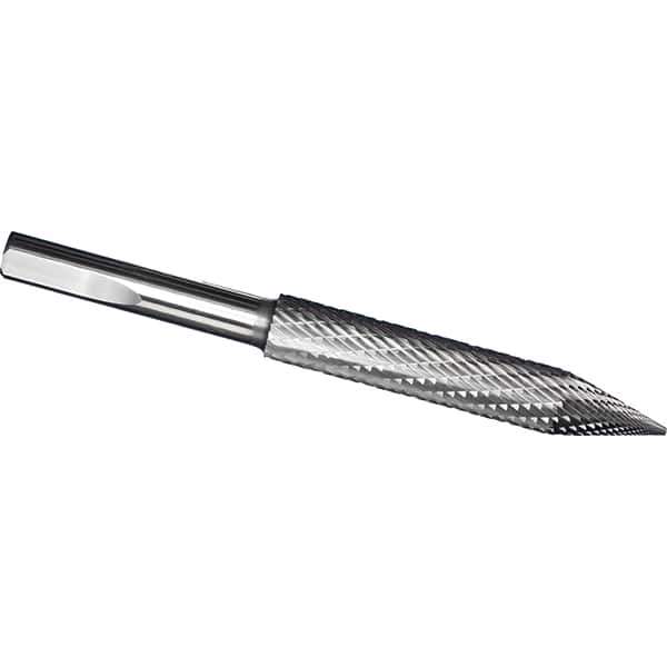 Made in USA - 3mm Cut Diam, 0.1181" Shank Diam, Cone Head Tire Cut Burr - Carbide, 14mm LOC, 38mm OAL - USA Tool & Supply