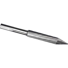 Made in USA - 3/16" Cut Diam, 3/16" Shank Diam, Cone Head Tire Cut Burr - Carbide, 2" LOC, 3" OAL - USA Tool & Supply