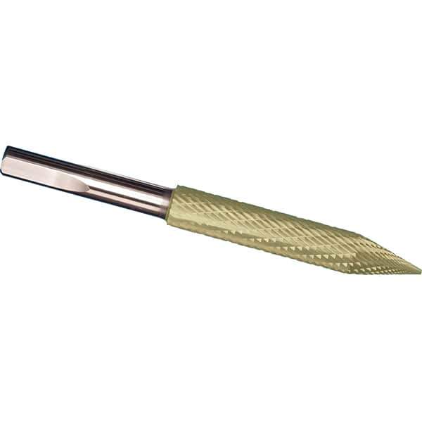 Made in USA - 5/16" Cut Diam, 5/16" Shank Diam, Cone Head Tire Cut Burr - Carbide, 1-1/2" LOC, 3" OAL - USA Tool & Supply