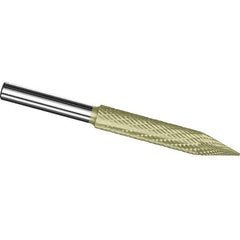 Made in USA - 5/16" Cut Diam, 5/16" Shank Diam, Cone Head Tire Cut Burr - Carbide, 2" LOC, 4" OAL - USA Tool & Supply