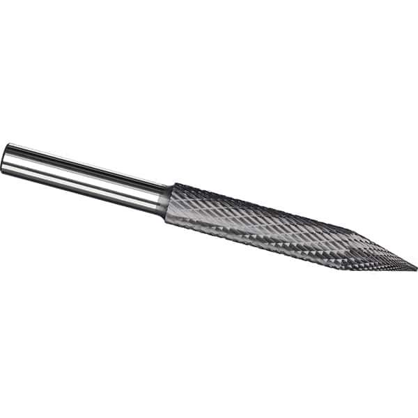 Made in USA - 5/16" Cut Diam, 5/16" Shank Diam, Cone Head Tire Cut Burr - Carbide, 1-1/2" LOC, 3" OAL - USA Tool & Supply