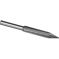 Made in USA - 3/8" Cut Diam, 3/8" Shank Diam, Cone Head Tire Cut Burr - Carbide, 3" LOC, 4-1/2" OAL - USA Tool & Supply