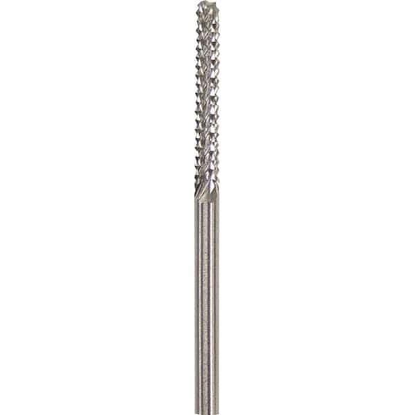 Made in USA - 1/8" Cut Diam, 1/8" Shank Diam, Cylinder Head Burr - Carbide, 1" LOC, 2" OAL - USA Tool & Supply