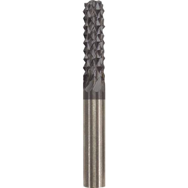 Made in USA - 1/4" Cut Diam, 1/4" Shank Diam, Cylinder Head Burr - Carbide, 1" LOC, 2" OAL - USA Tool & Supply