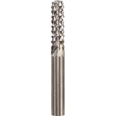 Made in USA - 1/4" Cut Diam, 1/4" Shank Diam, Cylinder Head Burr - Carbide, 1" LOC, 2" OAL - USA Tool & Supply