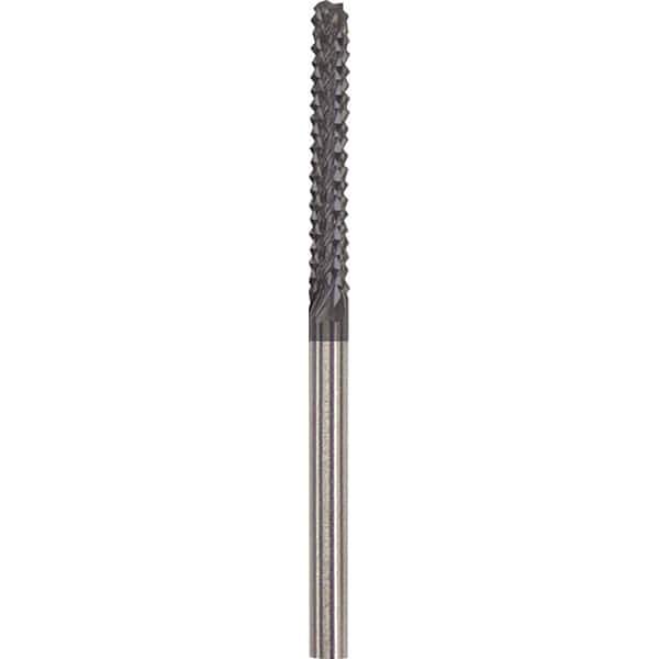 Made in USA - 1/8" Cut Diam, 1/8" Shank Diam, Cylinder Head Burr - Carbide, 1" LOC, 2" OAL - USA Tool & Supply