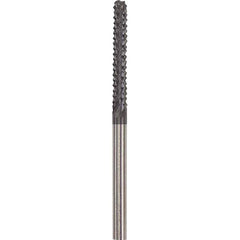 Made in USA - 1/8" Cut Diam, 1/8" Shank Diam, Cylinder Head Burr - Carbide, 1" LOC, 2" OAL - USA Tool & Supply
