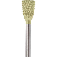 Made in USA - 2.3mm Cut Diam, 0.0925" Shank Diam, Tree with Radius Head Double Cut Burr - Carbide, 4.2mm LOC, 42.2mm OAL - USA Tool & Supply