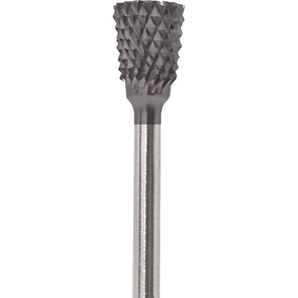 Made in USA - 2.3mm Cut Diam, 0.0925" Shank Diam, Tree with Radius Head Double Cut Burr - Carbide, 4.2mm LOC, 42.2mm OAL - USA Tool & Supply