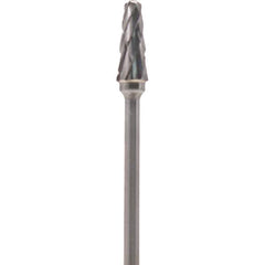 Made in USA - 5mm Cut Diam, 0.0925" Shank Diam, Cone Head Double Cut Burr - Carbide, 13mm LOC, 51mm OAL - USA Tool & Supply