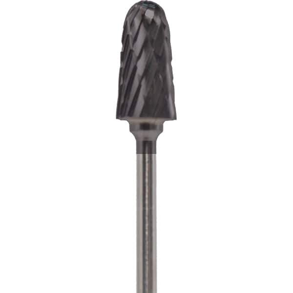 Made in USA - 4mm Cut Diam, 0.0925" Shank Diam, Cone Head Double Cut Burr - Carbide, 12.4mm LOC, 50mm OAL - USA Tool & Supply