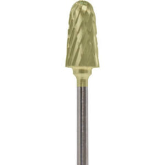 Made in USA - 7mm Cut Diam, 0.0925" Shank Diam, Cone Head Double Cut Burr - Carbide, 14mm LOC, 52mm OAL - USA Tool & Supply