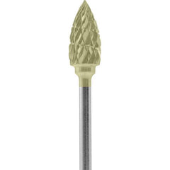 Made in USA - 1/4" Cut Diam, 0.0925" Shank Diam, Tree Head Chipbreaker Cut Burr - Carbide, 1/2" LOC, 2" OAL - USA Tool & Supply