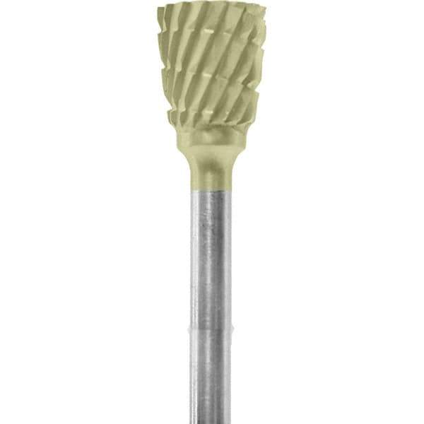 Made in USA - 1/4" Cut Diam, 0.0925" Shank Diam, Inverted Cone Head Chipbreaker Cut Burr - Carbide, 1/4" LOC, 1-3/4" OAL - USA Tool & Supply