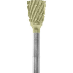 Made in USA - 1/4" Cut Diam, 0.0925" Shank Diam, Inverted Cone Head Chipbreaker Cut Burr - Carbide, 1/4" LOC, 1-3/4" OAL - USA Tool & Supply