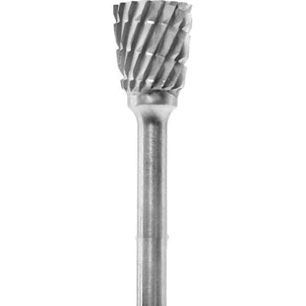 Made in USA - 1/4" Cut Diam, 0.0925" Shank Diam, Inverted Cone Head Chipbreaker Cut Burr - Carbide, 1/4" LOC, 1-3/4" OAL - USA Tool & Supply