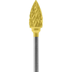 Made in USA - 1/4" Cut Diam, 0.0925" Shank Diam, Tree Head Chipbreaker Cut Burr - Carbide, 1/2" LOC, 2" OAL - USA Tool & Supply