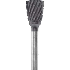 Made in USA - 1/4" Cut Diam, 0.0925" Shank Diam, Inverted Cone Head Chipbreaker Cut Burr - Carbide, 1/4" LOC, 1-3/4" OAL - USA Tool & Supply