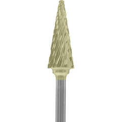Made in USA - 1/4" Cut Diam, 0.0925" Shank Diam, Cone Head Double Cut Burr - Carbide, 5/8" LOC, 2" OAL - USA Tool & Supply
