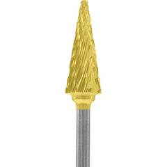Made in USA - 1/4" Cut Diam, 0.0925" Shank Diam, Cone Head Double Cut Burr - Carbide, 5/8" LOC, 2" OAL - USA Tool & Supply