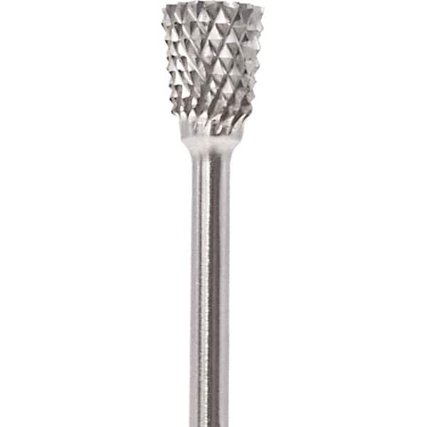 Made in USA - 2.3mm Cut Diam, 0.0925" Shank Diam, Tree with Radius Head Double Cut Burr - Carbide, 4.2mm LOC, 42.2mm OAL - USA Tool & Supply