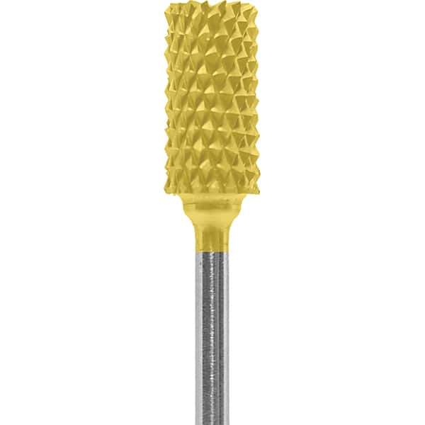 Made in USA - 1/4" Cut Diam, 0.0925" Shank Diam, Cylinder Head Diamond Cut Burr - Carbide, 1/2" LOC, 2" OAL - USA Tool & Supply