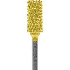 Made in USA - 1/4" Cut Diam, 0.0925" Shank Diam, Cylinder Head Diamond Cut Burr - Carbide, 1/2" LOC, 2" OAL - USA Tool & Supply