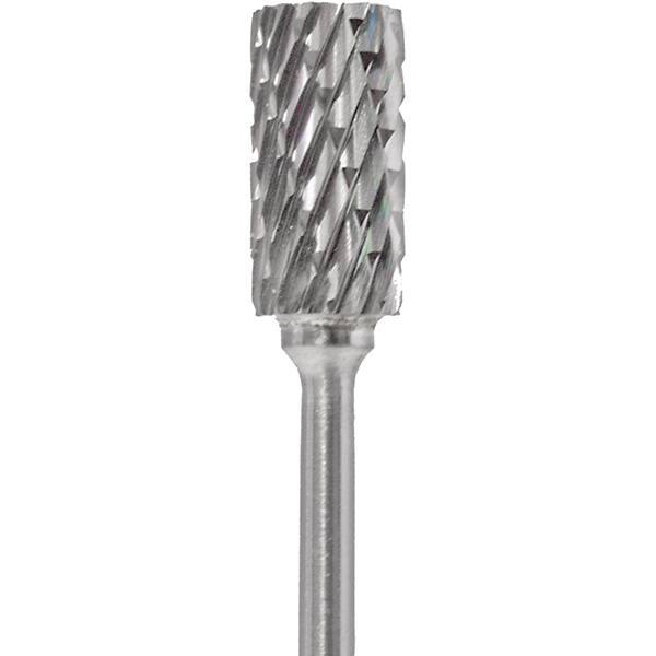 Made in USA - 1/4" Cut Diam, 0.0925" Shank Diam, Cylinder Head Double Cut Burr - Carbide, 1/2" LOC, 2" OAL - USA Tool & Supply