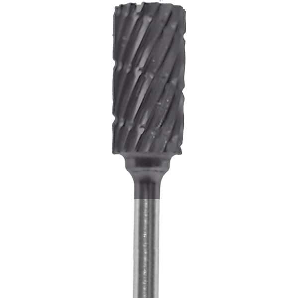 Made in USA - 1/4" Cut Diam, 0.0925" Shank Diam, Cylinder Head Chipbreaker Cut Burr - Carbide, 1/2" LOC, 2" OAL - USA Tool & Supply