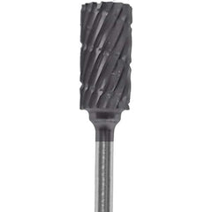 Made in USA - 1/4" Cut Diam, 0.0925" Shank Diam, Cylinder Head Chipbreaker Cut Burr - Carbide, 1/2" LOC, 2" OAL - USA Tool & Supply