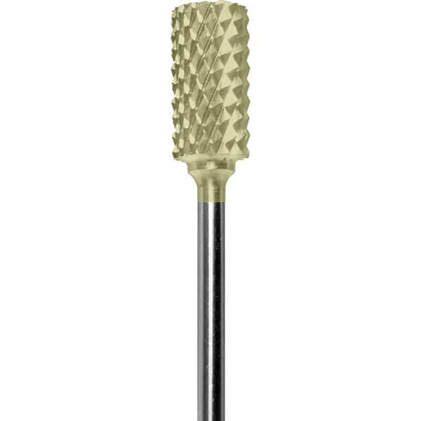 Made in USA - 1/4" Cut Diam, 0.0925" Shank Diam, Cylinder Head Diamond Cut Burr - Carbide, 1/2" LOC, 2" OAL - USA Tool & Supply