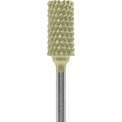Made in USA - 1/4" Cut Diam, 0.0925" Shank Diam, Cylinder Head Diamond Cut Burr - Carbide, 1/2" LOC, 2" OAL - USA Tool & Supply
