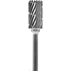 Made in USA - 1/4" Cut Diam, 0.0925" Shank Diam, Cylinder Head Chipbreaker Cut Burr - Carbide, 1/2" LOC, 2" OAL - USA Tool & Supply