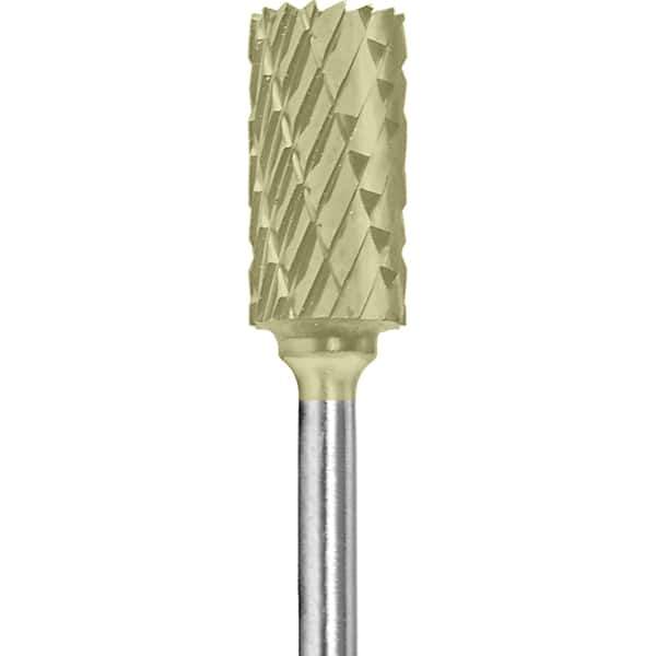 Made in USA - 1/4" Cut Diam, 0.0925" Shank Diam, Cylinder Head Double Cut Burr - Carbide, 1/2" LOC, 2" OAL - USA Tool & Supply