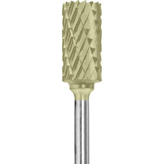 Made in USA - 1/4" Cut Diam, 0.0925" Shank Diam, Cylinder Head Double Cut Burr - Carbide, 1/2" LOC, 2" OAL - USA Tool & Supply